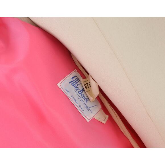 Vintage 60s Pink Party Dress Ruffle Neck Full Circle Skirt Midi Dress XS - Picture 7 of 7